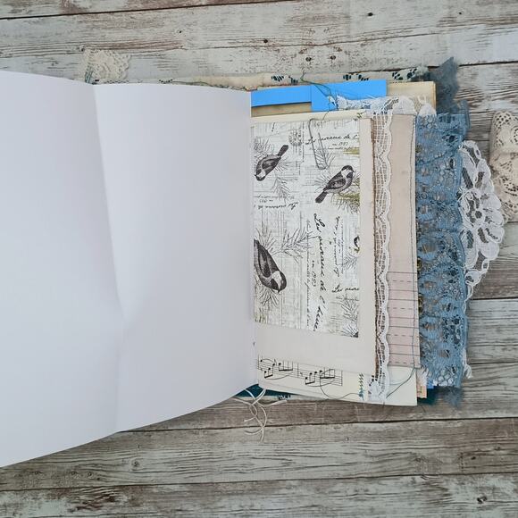 Turquoise Embellished Junk Journal: Flowers, Birds, Butterflies (Seize the Day) - Picture 14 of 16